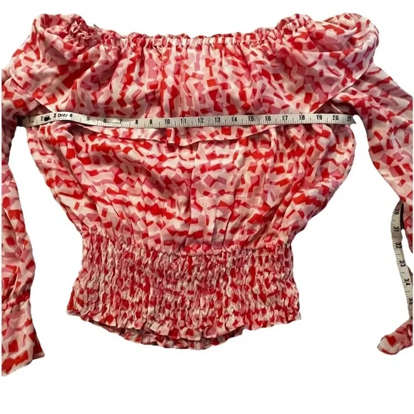 DKNY Colorful Silk Off the Shoulder Ruffle Blouse - M - Picture 7 of 7